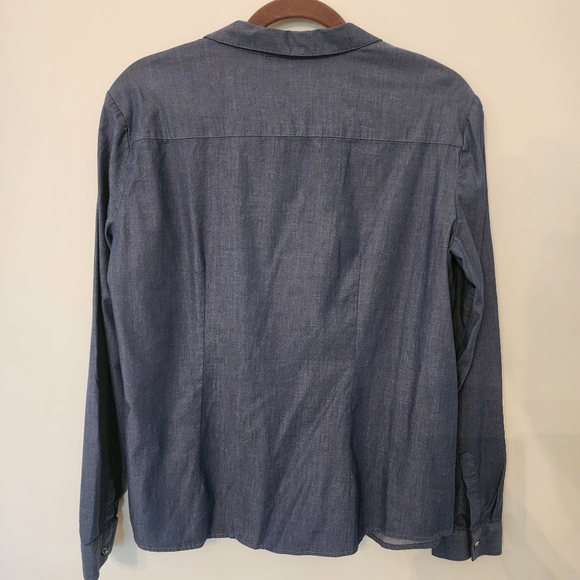 7th Avenue New York & Company size Large denim button down long sleeve shirt - Picture 2 of 6